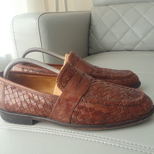 JOHNSTON MURPHY Brown Woven Leather Slip On